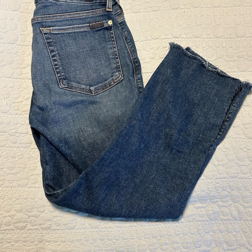 7 For All Mankind Blue Ankle Cropped Jeans